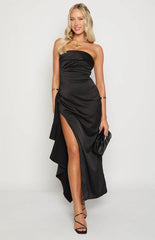 Merlo Black Strapless Formal Maxi Dress