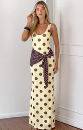 Kela Yellow Polka Dot Maxi Dress