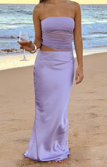 Elinor Lilac Satin Maxi Dress