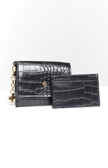 Peta & Jain Chana Wallet Black Croc