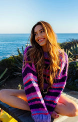 Belmont Stripe Sweater Purple