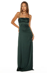 Blaise Emerald Satin Maxi Dress