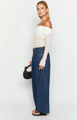 She's Yours Dark Wash Denim Wide Leg Boyfriend Jeans