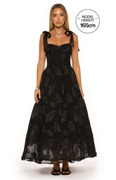 Lily Black Tie Shoulder Formal Maxi Dress