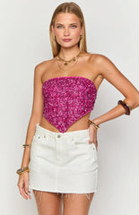 Storm Pink Sequin Strapless Top