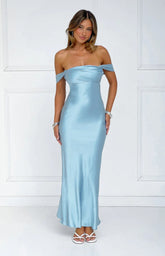 Ella Light Blue Off Shoulder Formal Dress