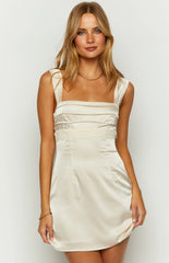 Mya Cream Satin Mini Dress