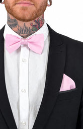 Abel Pink Bow Tie And Pocket Square Set