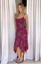 Another World Plum Sequin Midi Dress