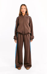 Kosie Chocolate And Blue Stripe Track Pants