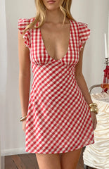Freisha Red Gingham Mini Dress