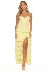 Georgie Yellow Ruffle Maxi Dress