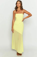 Karmic Yellow Chiffon Maxi Dress