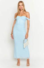 Dahla Blue Off The Shoulder Maxi Dress