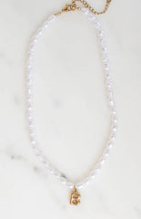 Bodie Pearl Gold Initial Letter Necklace