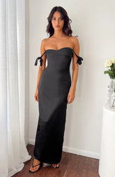 Sheridan Black Satin Maxi Dress