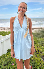 Jemima Blue Halter Neck Mini Dress