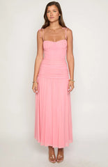 Clare Pink Ruched Maxi Dress