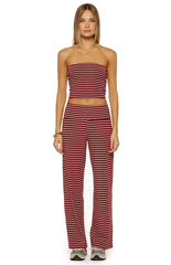 Vaeda Burgundy Stripe Strapless Tube Top