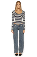 Ronney Navy Stripe Long Sleeve Top