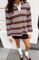 Mirabelle Brown Stripe Polo