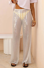 Cordelia White Sequin Wide Leg Pants