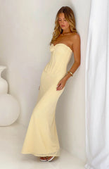 Bridie Yellow Mesh Formal Maxi Dress