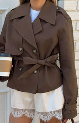 Wilda Brown Cropped Trench Coat