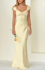 Jacky Yellow Satin Maxi Dress