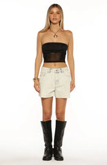 Stay Black Strapless Mesh Corset Top