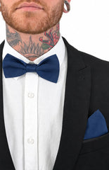 Abel Navy Bow Tie And Pocket Square Set