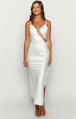 Renaissance White Satin Maxi Dress
