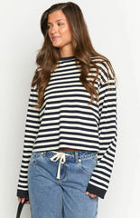 So Breezy Navy Stripe Long Sleeve Top