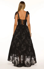 Lily Black Tie Shoulder Formal Maxi Dress